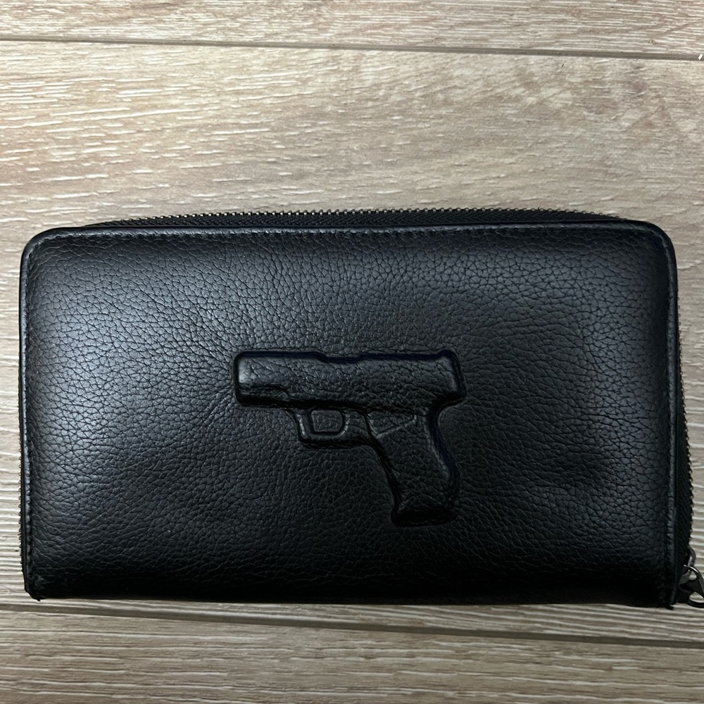 VLIEGER & VANDAM black leather zipped wallet